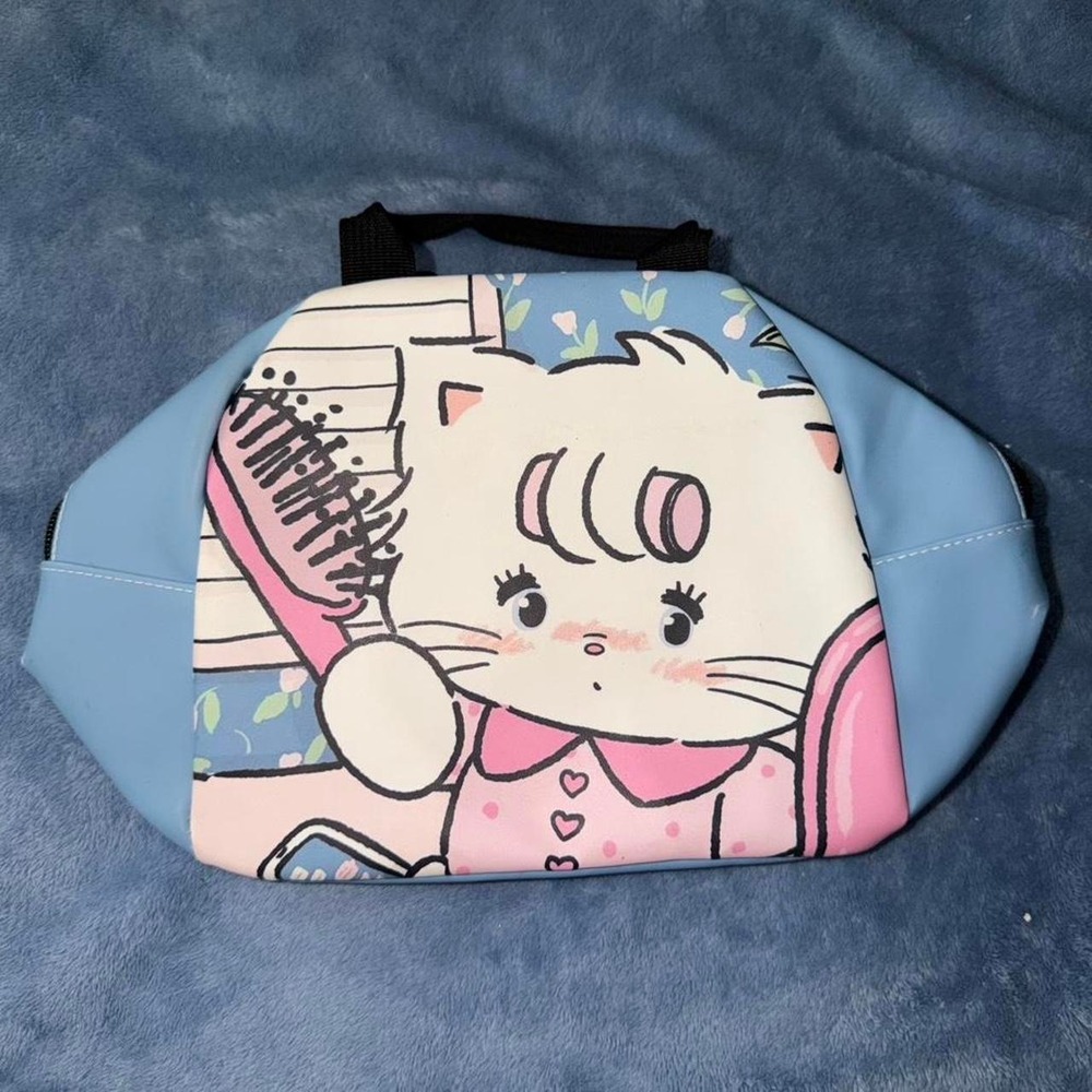 Kawaii Kitty blue lunch bag